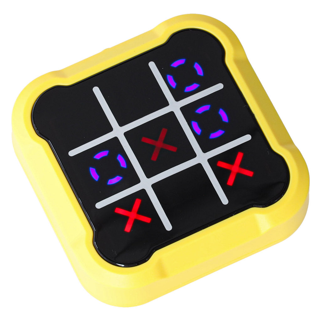 Elektroniskā loģikas spēle "Tic Tac Toe" pārnēsājama konsole dzeltenā krāsā
