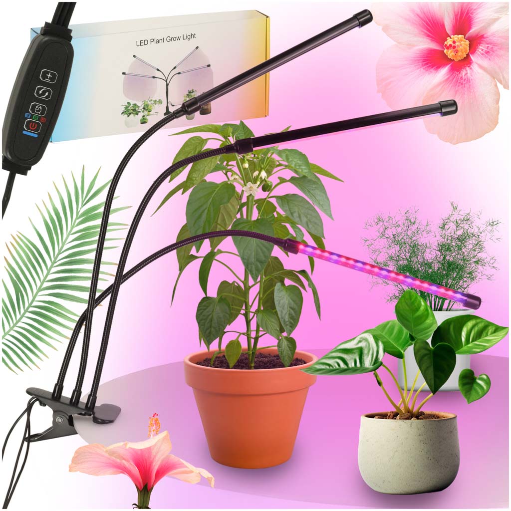 LED augu augšanas lampa ar 3 spuldzēm