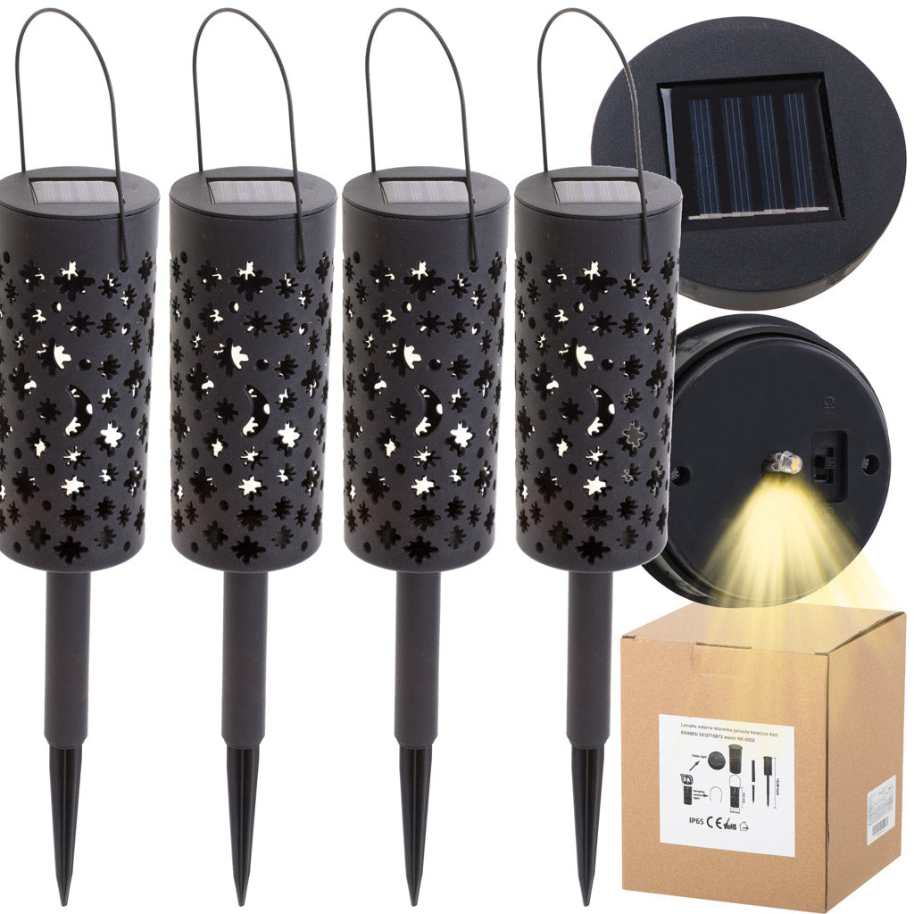 Ar saules enerģiju darbināma ažūra dārza lampa ar LED gaismu un gaismas sensoru, 4 gab.