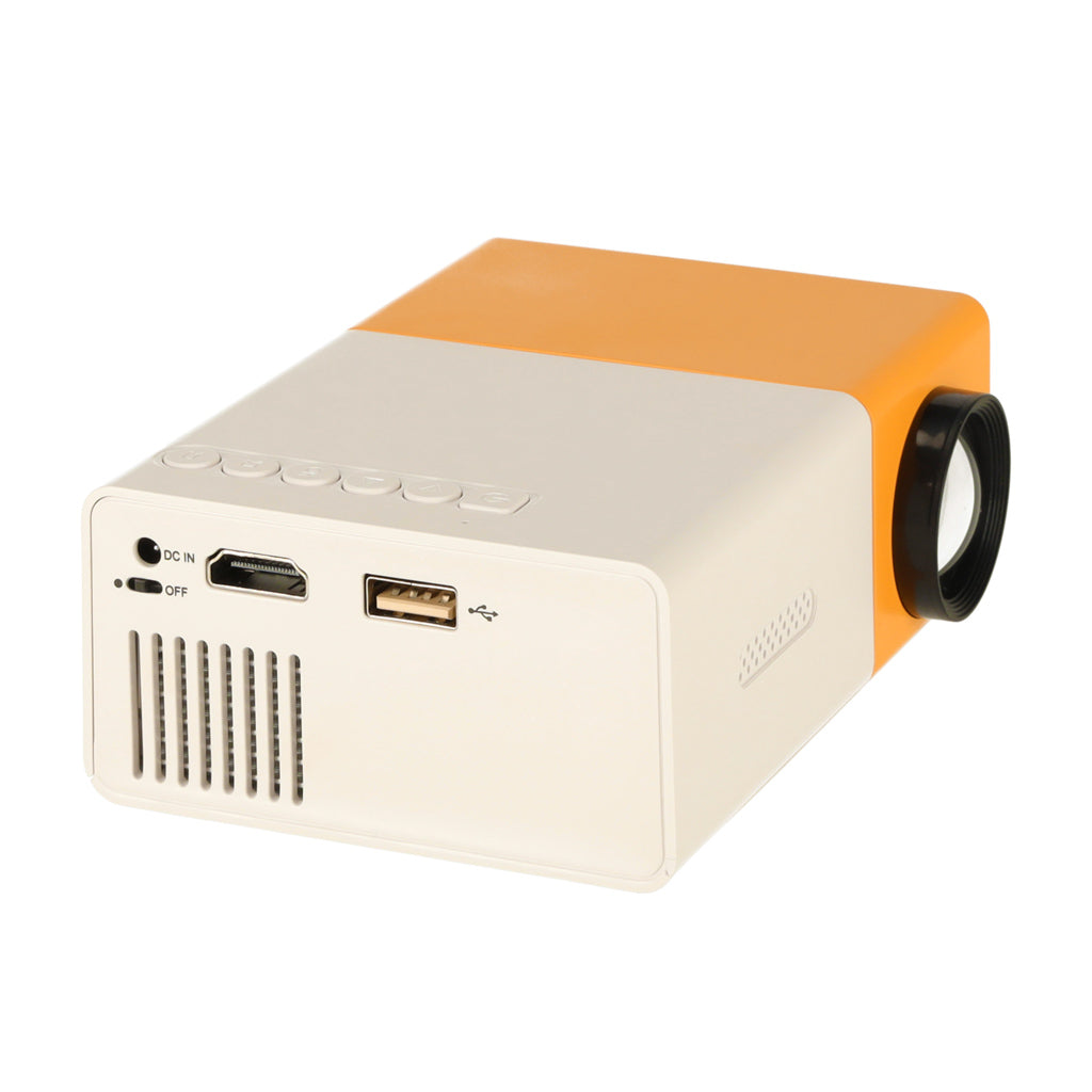 Mini projektors pārnēsājams LED TFT LCD 1920x1080 24-60" USB HDMI 12V balts-oranžs