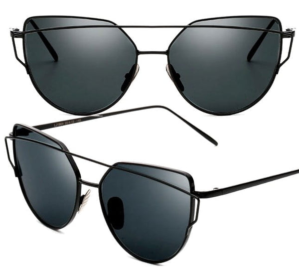 Saulesbrilles "Cat Eye" ar spoguļlēcām, melnas S4