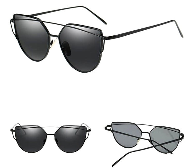 Saulesbrilles "Cat Eye" ar spoguļlēcām, melnas S4