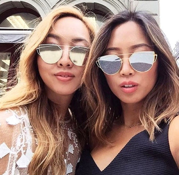 Saulesbrilles "Cat Eye" ar spoguļlēcām, melnas S4