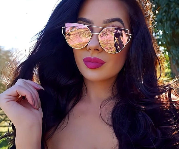 Melni kaķacs spoguļstikla saulesbrilles Glam Rock S1