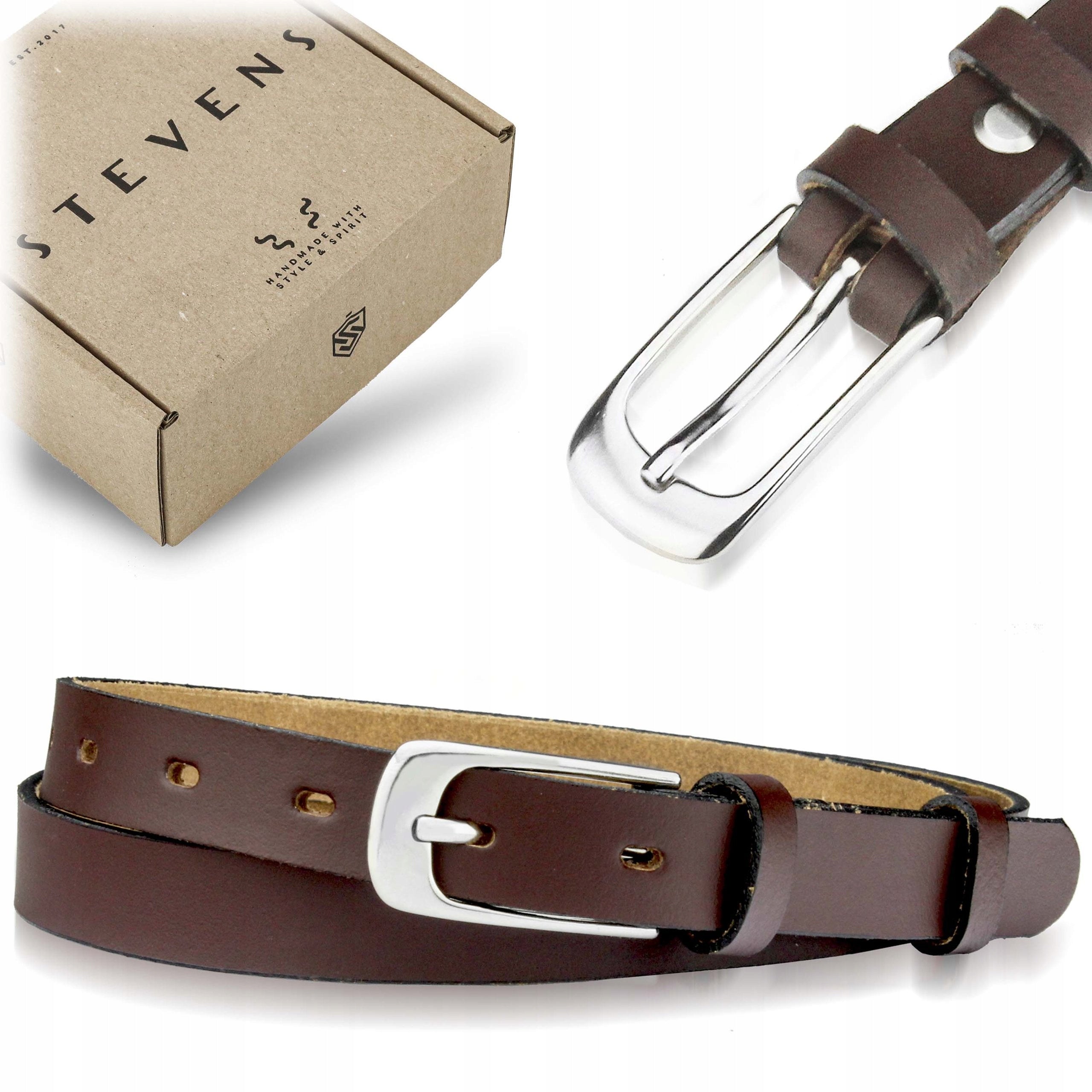 Ādas josta Stevens, brūna