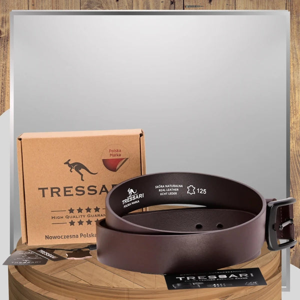 Vīriešu josta, brūna dabīgā āda, TRESSARI