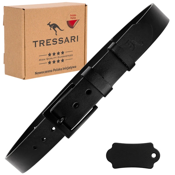 Vīriešu ādas josta, melna, 120 cm, TRESSARI T57