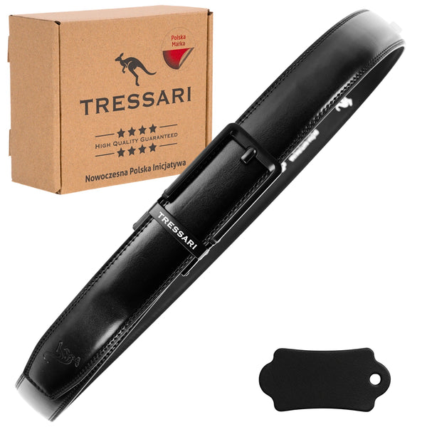 Vīriešu ādas josta, melna, 120 cm, TRESSARI