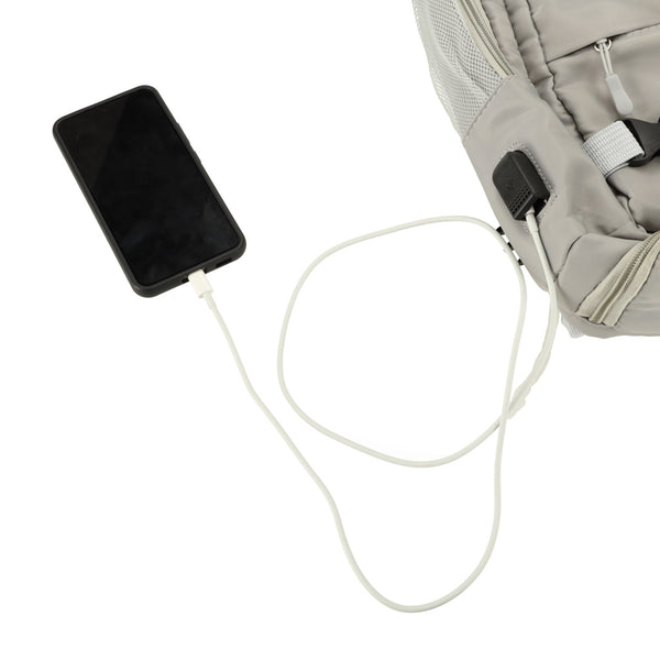 Ceļojumu rokas bagāžas mugursoma ar USB, pelēka