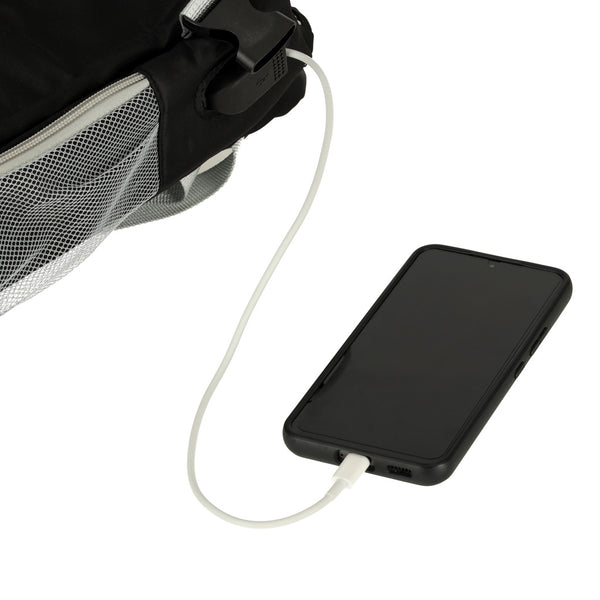 Ceļojumu rokas bagāžas mugursoma ar USB, melna