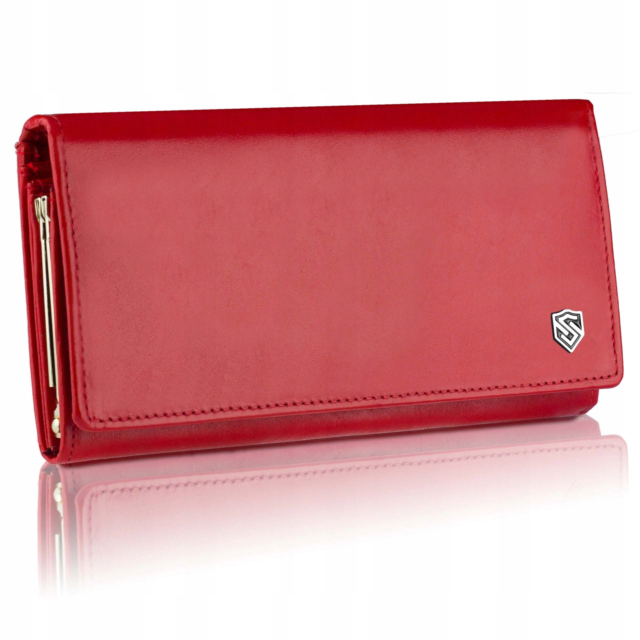 Sieviešu ādas maks "STEVENS" Z03-099 pagarināts sarkans ar RFID aizsardzību D1811