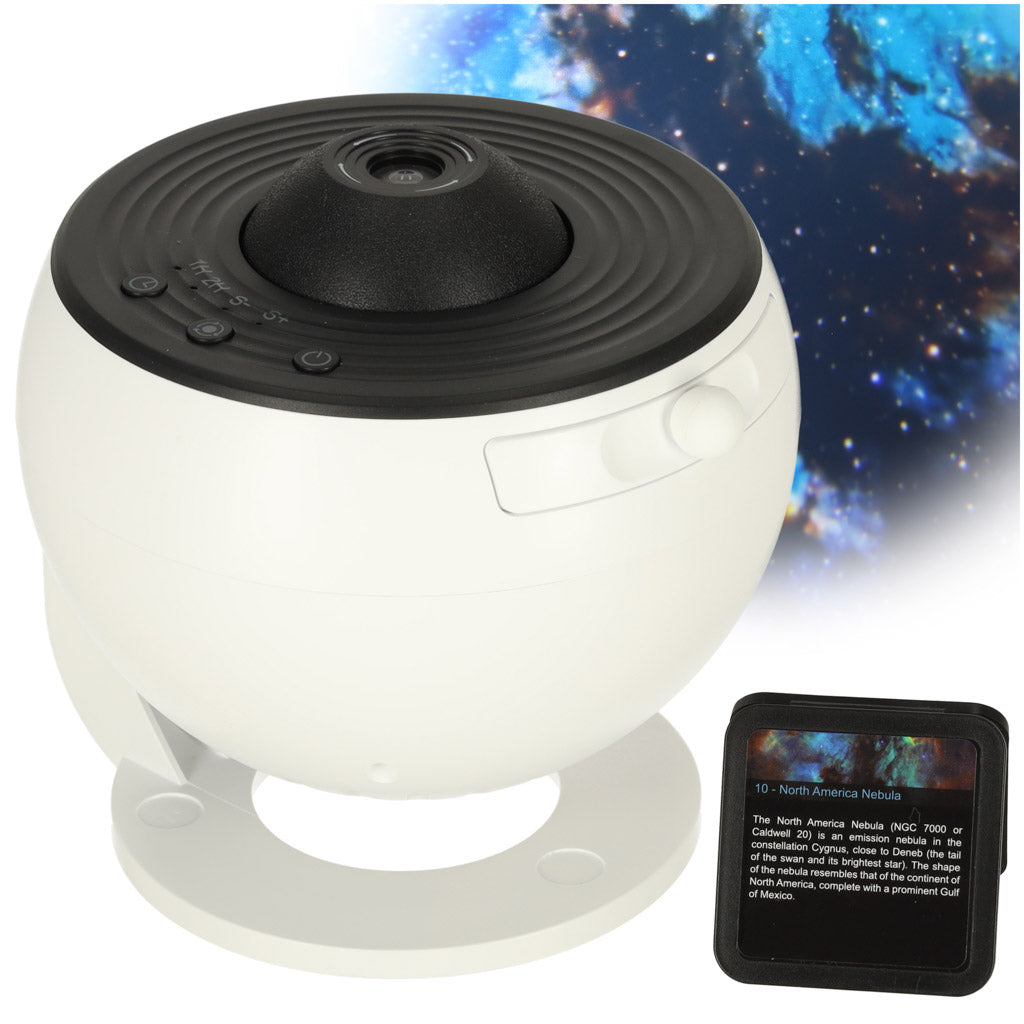 Zvaigžņu projektora naktslampiņa LED USB planetārijs 12 diski 360° taimeris