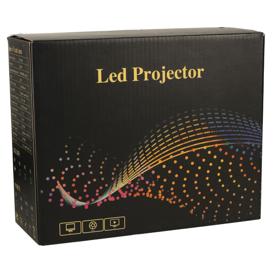 Pārnēsājams LED projektors 16:9 1920x1080 USB 20W balts