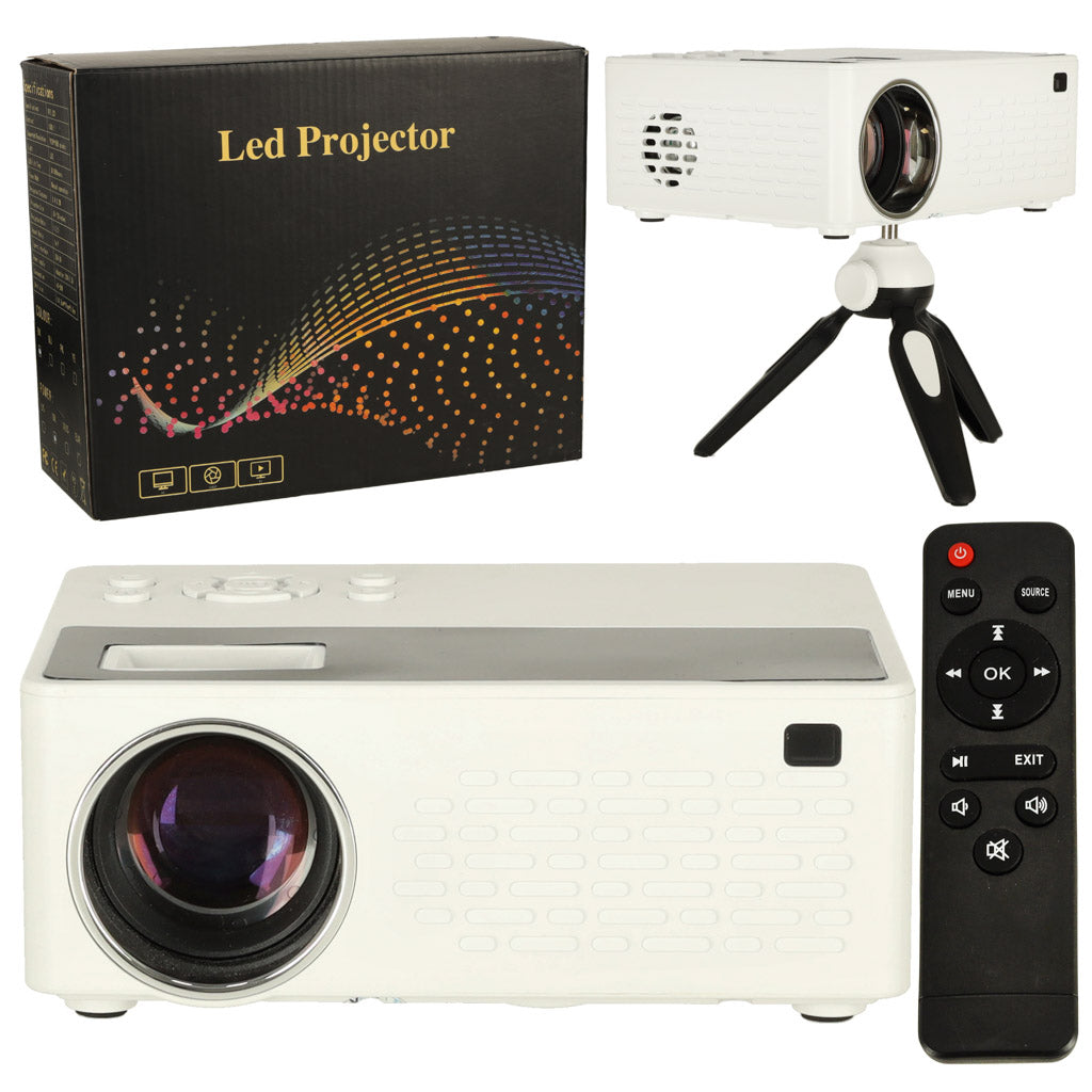 Pārnēsājams LED projektors 16:9 1920x1080 USB 20W balts