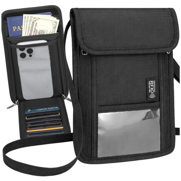 Melna RFID pleca somiņa pasei