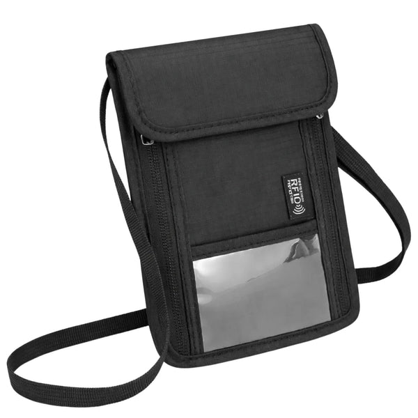 Melna RFID pleca somiņa pasei