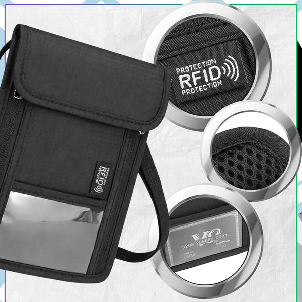 Melna RFID pleca somiņa pasei