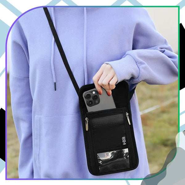 Melna RFID pleca somiņa pasei
