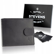 Vīriešu ādas maks STEVENS P25, melns S201 