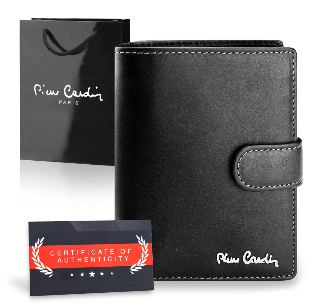 Vīriešu ādas maks Pierre Cardin, melns, RFID aizsardzība A623406 