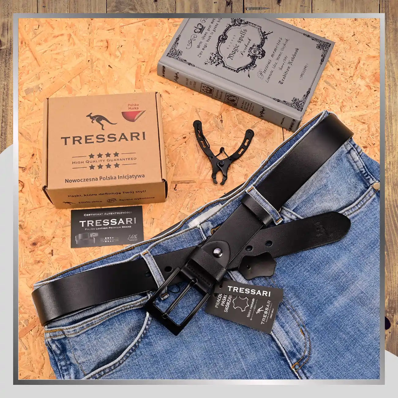 Vīriešu melna ādas josta TRESSARI, 115 cm, T65