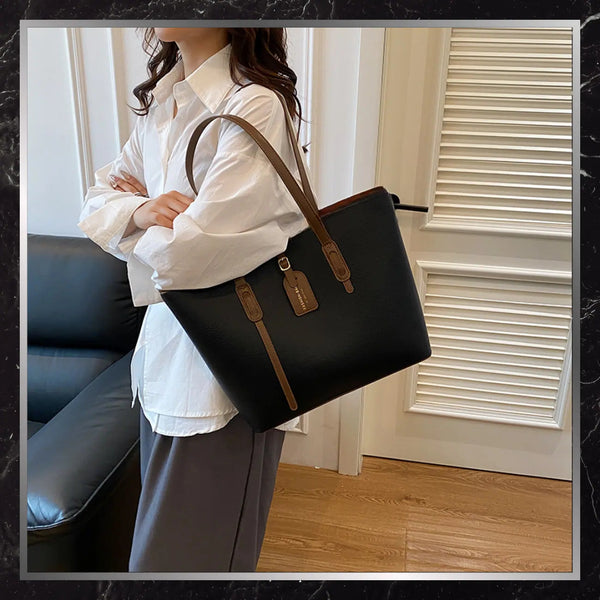 Sieviešu ādas rokassoma BAD&amp;BAGS, melna ar brūnām detaļām