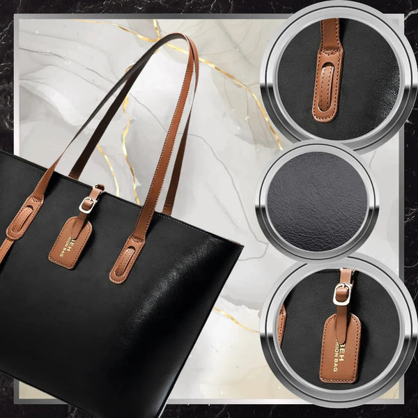 Sieviešu ādas rokassoma BAD&amp;BAGS, melna ar brūnām detaļām