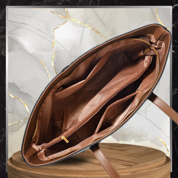 Sieviešu ādas rokassoma BAD&amp;BAGS, melna ar brūnām detaļām