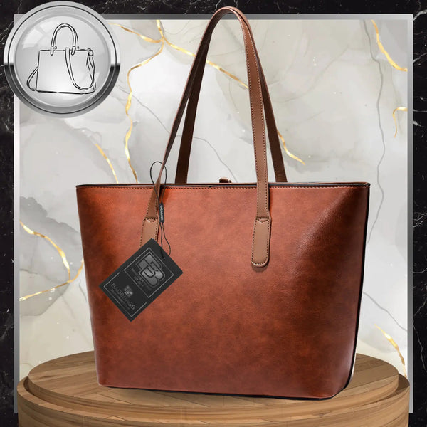 Sieviešu ādas rokassoma BAD&amp;BAGS, brūna, iepirkšanās tipa