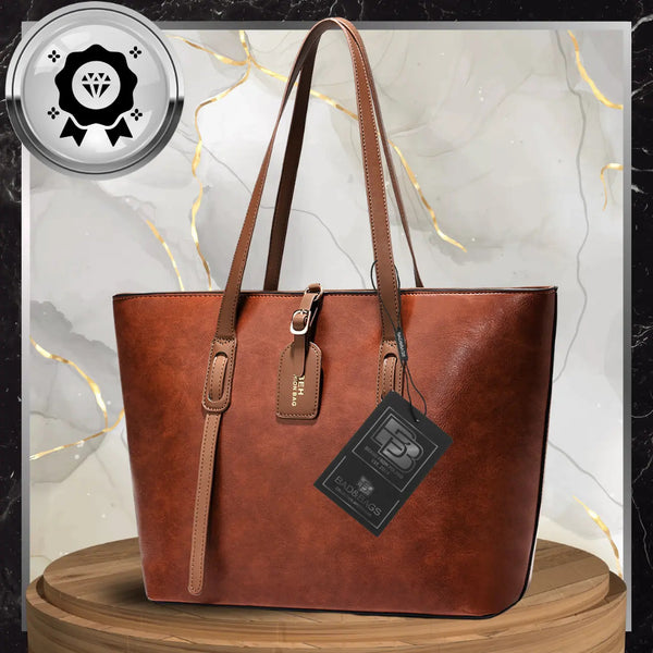 Sieviešu ādas rokassoma BAD&amp;BAGS, brūna, iepirkšanās tipa