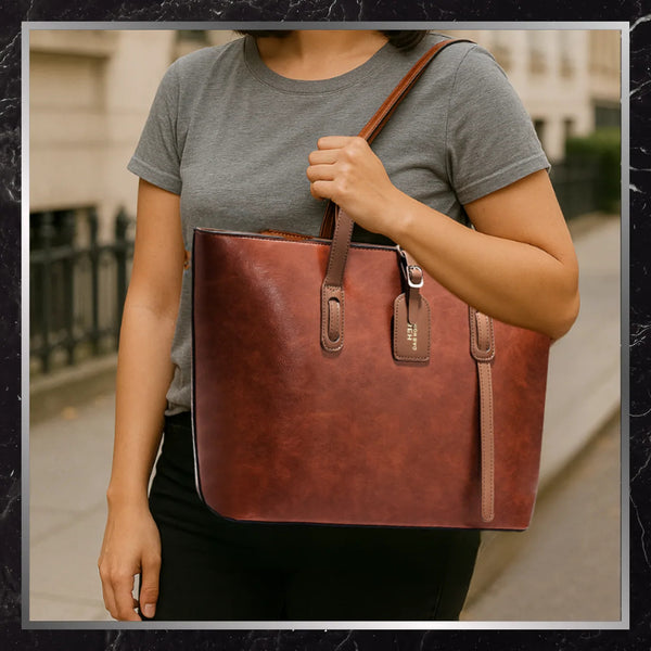 Sieviešu ādas rokassoma BAD&amp;BAGS, brūna, iepirkšanās tipa