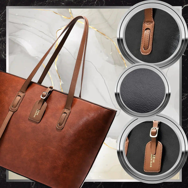 Sieviešu ādas rokassoma BAD&amp;BAGS, brūna, iepirkšanās tipa