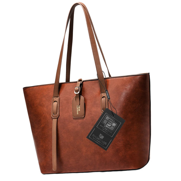 Sieviešu ādas rokassoma BAD&amp;BAGS, brūna, iepirkšanās tipa