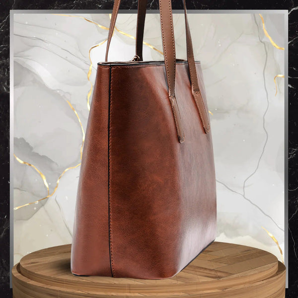 Sieviešu ādas rokassoma BAD&amp;BAGS, brūna, iepirkšanās tipa