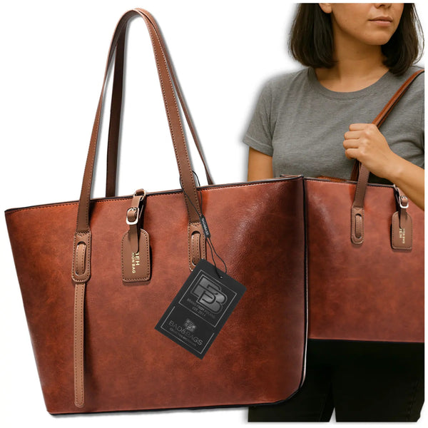 Sieviešu ādas rokassoma BAD&amp;BAGS, brūna, iepirkšanās tipa