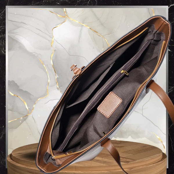 Sieviešu ādas rokassoma BAD&amp;BAGS, brūna, iepirkšanās tipa