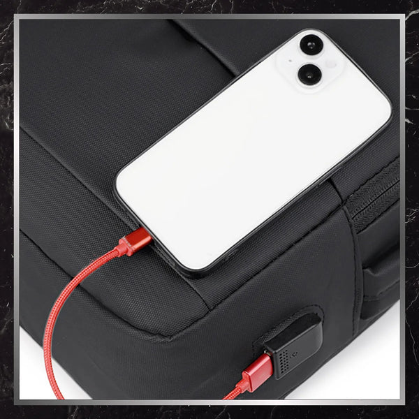Ceļojumu mugursoma, melna, ar USB portu N487