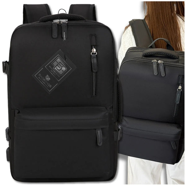 Ceļojumu mugursoma BAD&amp;BAGS, melna, ar USB, ūdensizturīga