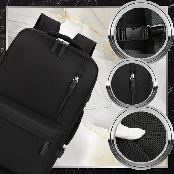 Ceļojumu mugursoma BAD&amp;BAGS, melna, ar USB, ūdensizturīga