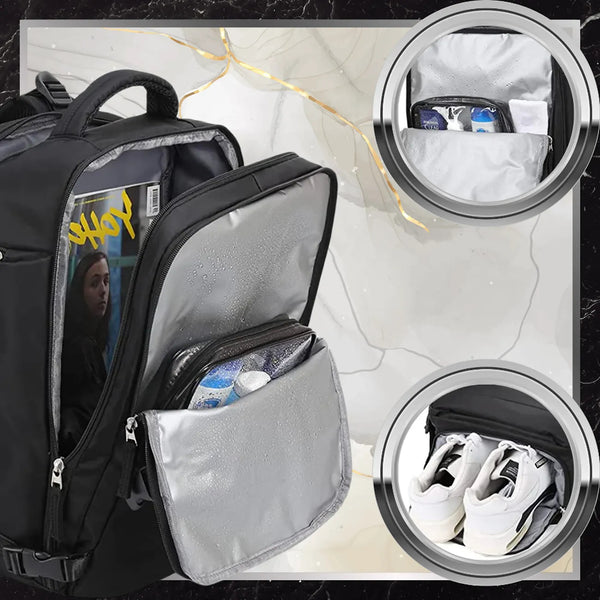 Ceļojumu mugursoma BAD&amp;BAGS, melna, ar USB, ūdensizturīga