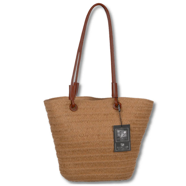 Sieviešu pludmales soma BAD&amp;BAGS, liela, salmu krāsā, N485