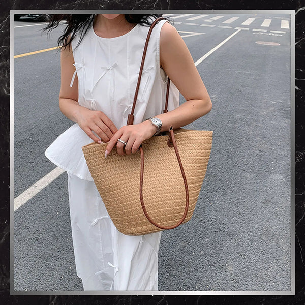 Sieviešu pludmales soma BAD&amp;BAGS, liela, salmu krāsā, N485
