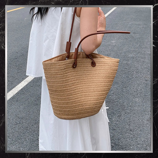 Sieviešu pludmales soma BAD&amp;BAGS, liela, salmu krāsā, N485