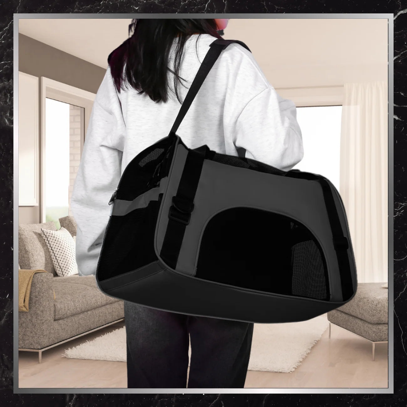 BAD&amp;BAGS mājdzīvnieku pārnēsāšanas soma, melna