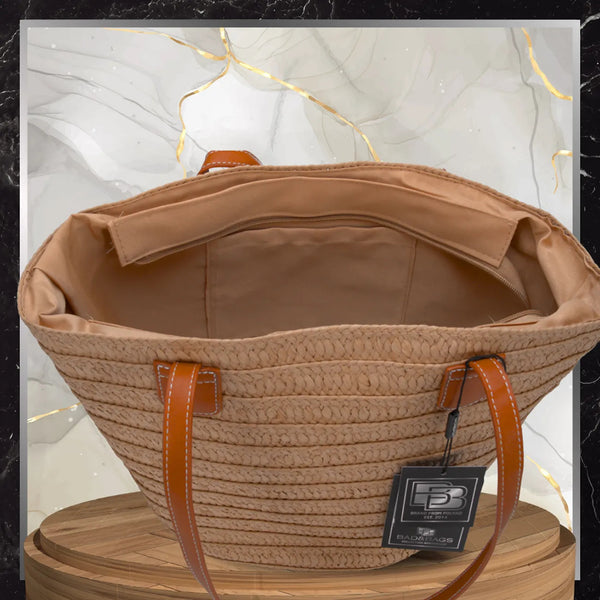 Sieviešu pludmales soma BAD&amp;BAGS, liela, salmu krāsā N486
