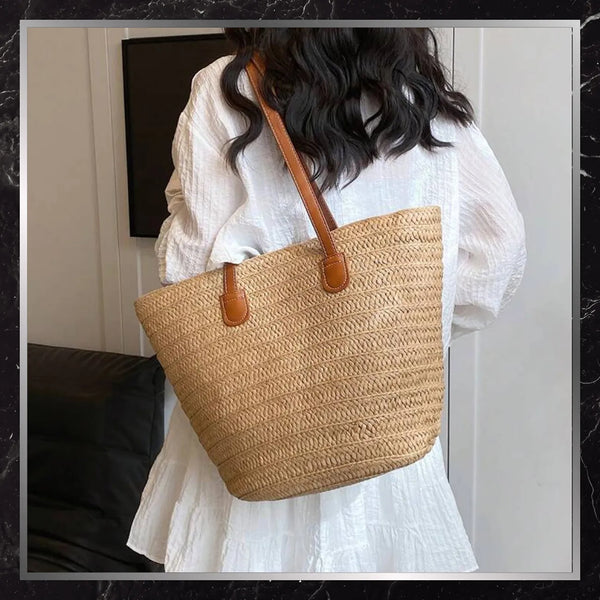 Sieviešu pludmales soma BAD&amp;BAGS, liela, salmu krāsā N486
