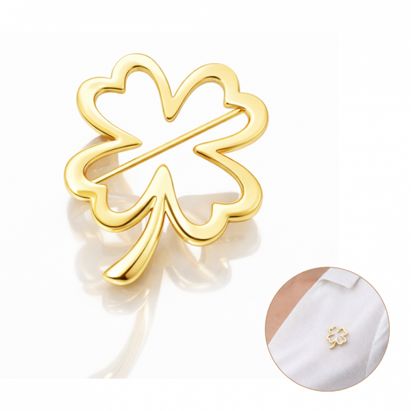 Eleganta zelta krāsas āboliņa formas piespraude (BZ228)