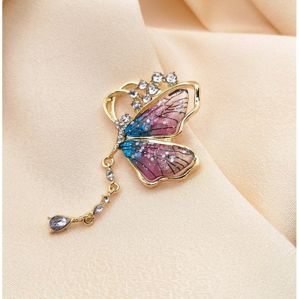 Dekoratīva tauriņa broša ar cirkona actiņām BZ209