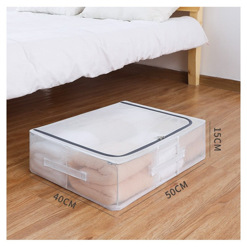 Gultas veļas uzglabāšanas kaste ar rāmi un organizatora maisiņu 50x40x15cm ORM13