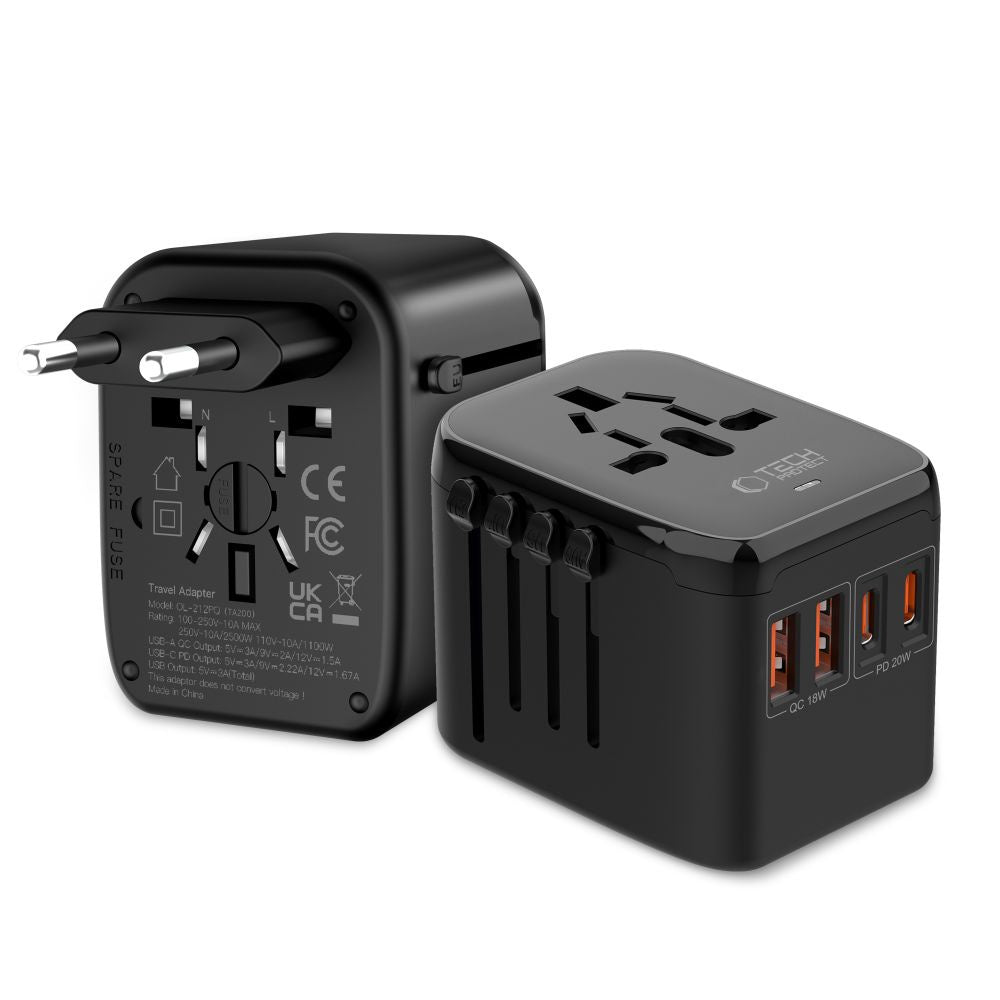 Adapteris Tech-Protect TA200 ES / Apvienotā Karaliste / ASV / Austrālija, melns